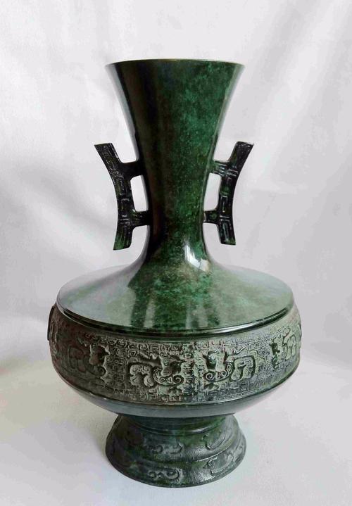美琳雅阁t8540日本进口铜器铜花瓶铜雕工艺品日本铜花瓶仅1件铜花瓶